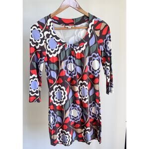 Boden Flower Fitted Brown Boho Retro Dress Womens Size US 8 R Vintage